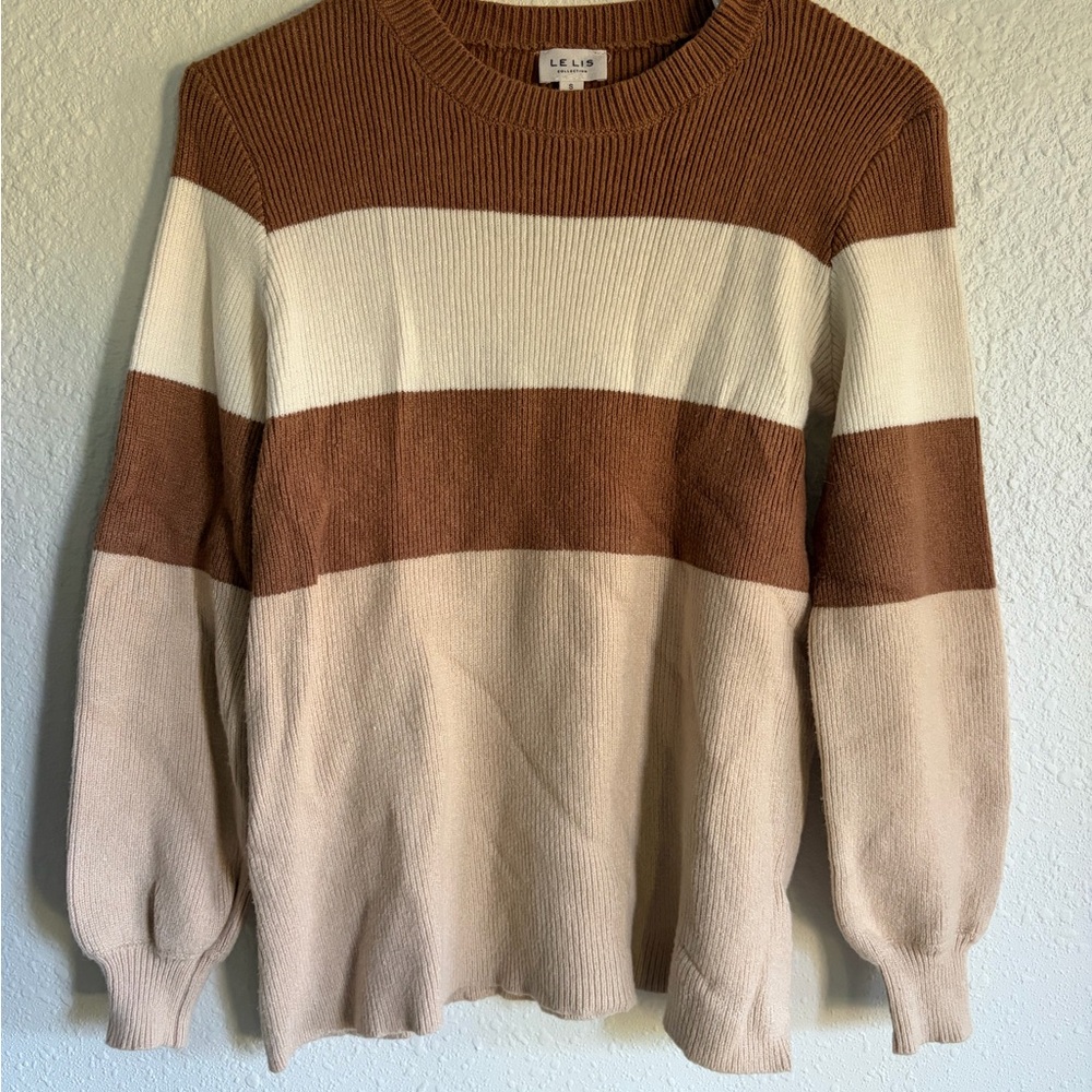 Brown and Cream Striped Sweater
